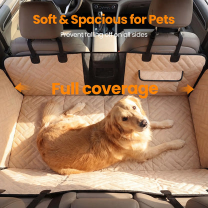 【Tiktokshopstockup】 VALUXE Dog Car Seat Cover for Large Dogs, Full-Cover Waterproof Back Seat Protector, Foldable, Beige/Black Summervibes Petlovers Outdoorfun