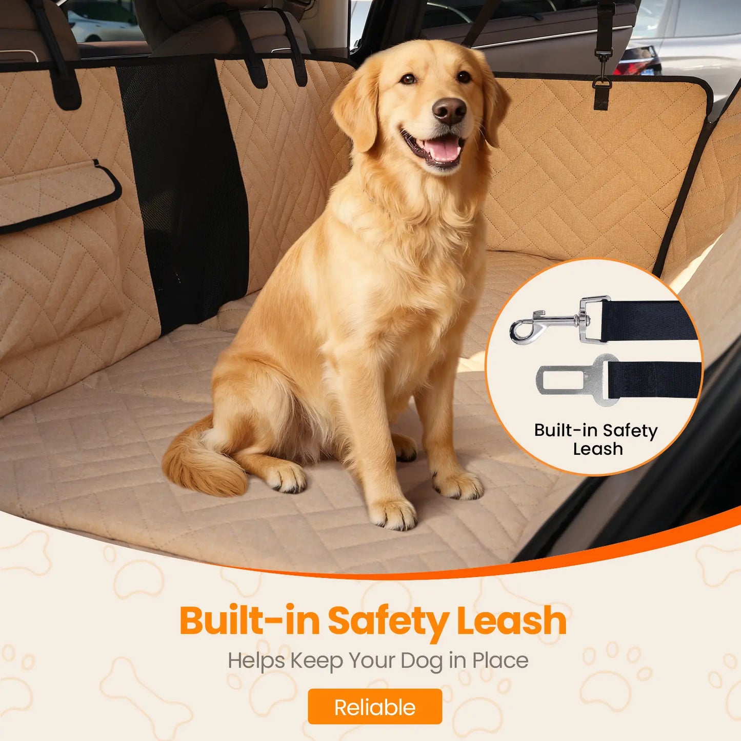 【Tiktokshopstockup】 VALUXE Dog Car Seat Cover for Large Dogs, Full-Cover Waterproof Back Seat Protector, Foldable, Beige/Black Summervibes Petlovers Outdoorfun